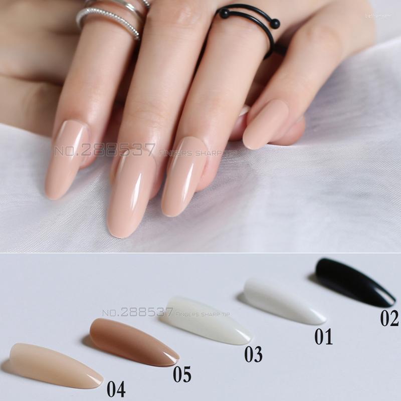 

False Nails Black White Almond Long Oval Head Solid Color Round Blown 24pcs Full Set End Product Tips Fake, 03