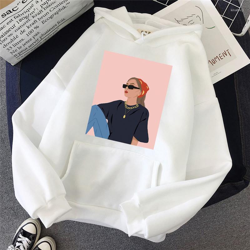 

Women' Hoodies Female Clothing Fashion Cartoon Autumn Simple Ladies Hooded Sweatshirts Winter Warm Long Sleeve Pocket Women, Black