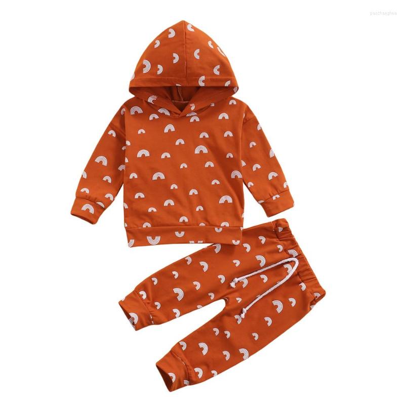 

Clothing Sets Infant Born Baby Girls Boys 2Pcs Set Clothes Long Sleeve Hoodie Tops Pants Rainbow Spring Autumn Outfits, Picture shown