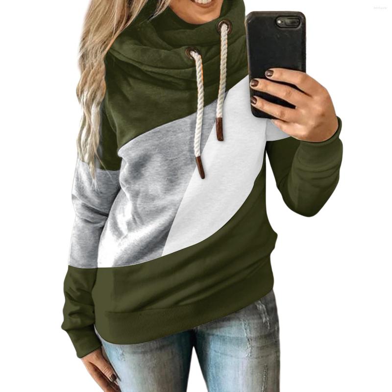

Women's Sweaters Women Casual O-Neck Contrast Color Long Sleeve Top Patchwork Hooded Sweatshirt Harajuku Drawstring Hoodie Autumn Winter, Orange