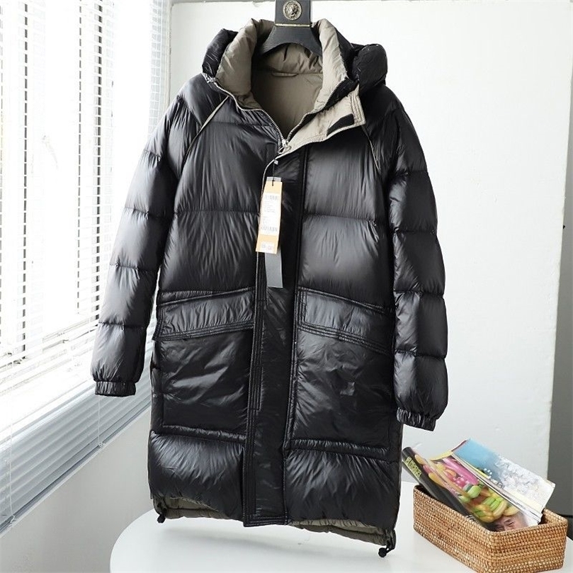 

Mens Down Parkas Winter Mens Highend Long Duck Down Jacket High Fluffy Warm Hooded Jackets For Men 2201006, Beige