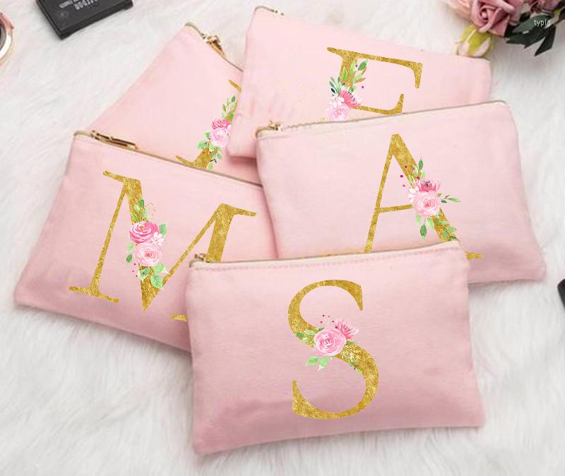 

Cosmetic Bags Letter Print Bridesmaid Makeup Bag Custom Name Maid Of Honor Case Proposal Bachelorette Party Gifts Wedding Pouch, W03869-tbpk-d
