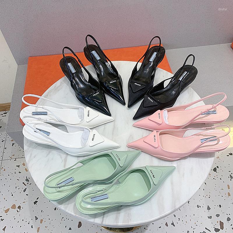 

Dress Shoes Letter Pointed Stiletto Sandals Women's Pink Kitten Heel High Heels 2022 Spring And Summer