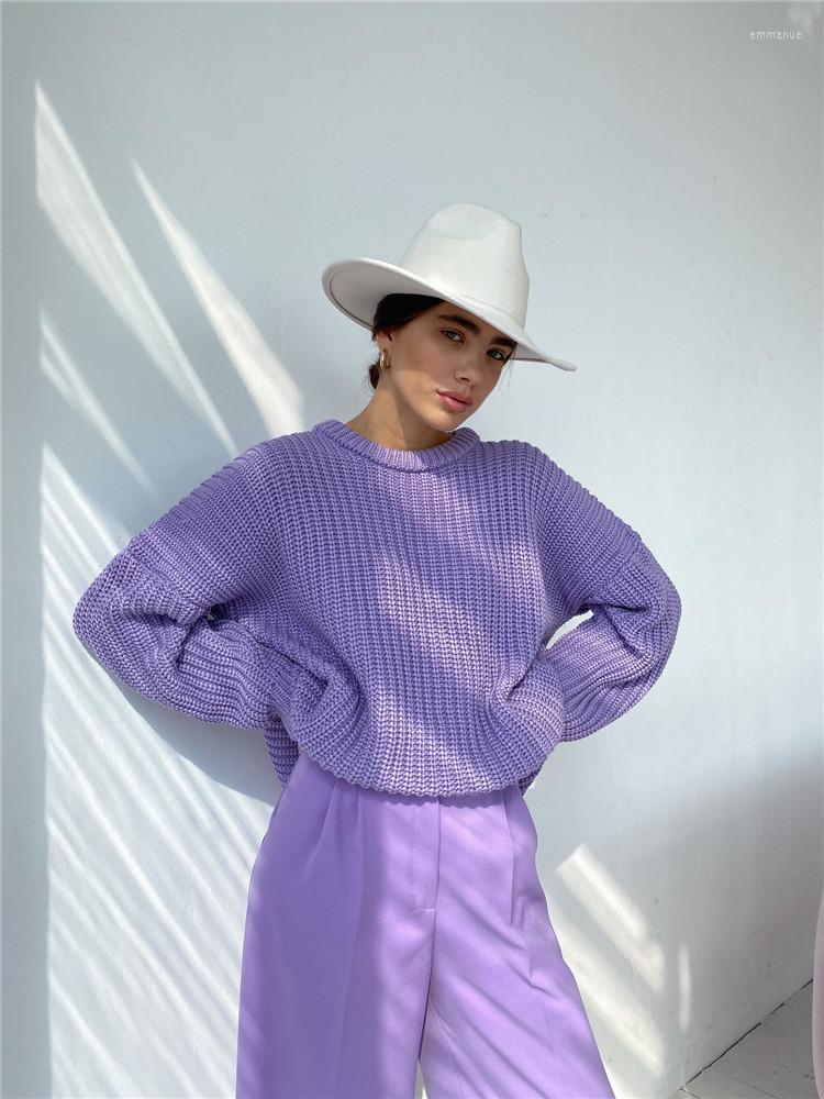 

Women' Sweaters 6 Colors Women Warm Solid Color Long-Sleeves Sweater Elegant Round Collar Knitted Loose Fit Pullover Tops For Autumn Winter