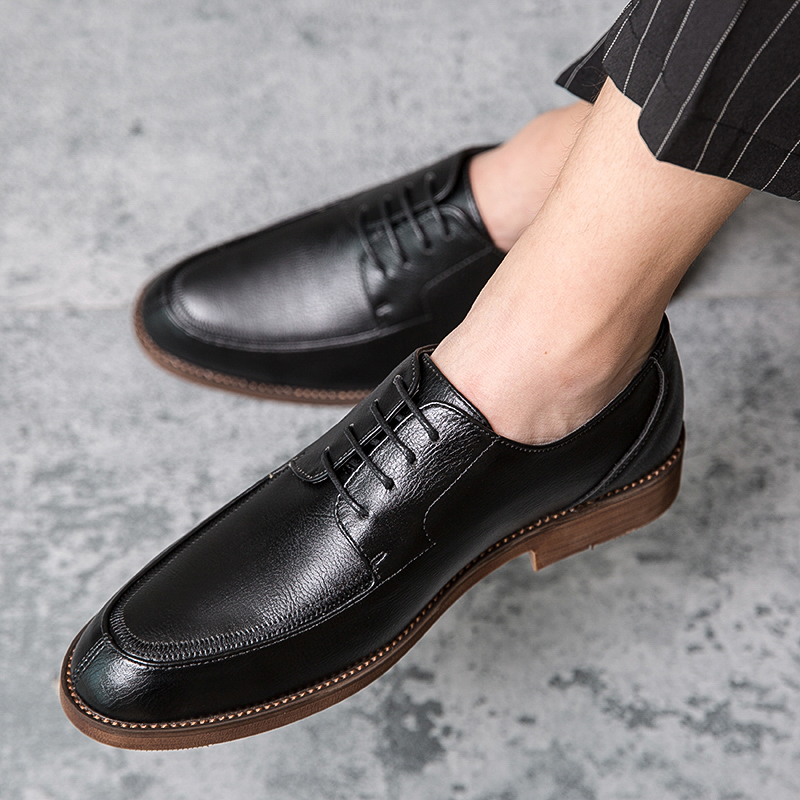 

Luxury vegan brogue oxford shoes stitching pointed toe retro men's fashion formal casual shoes business shoes multiple sizes, Black