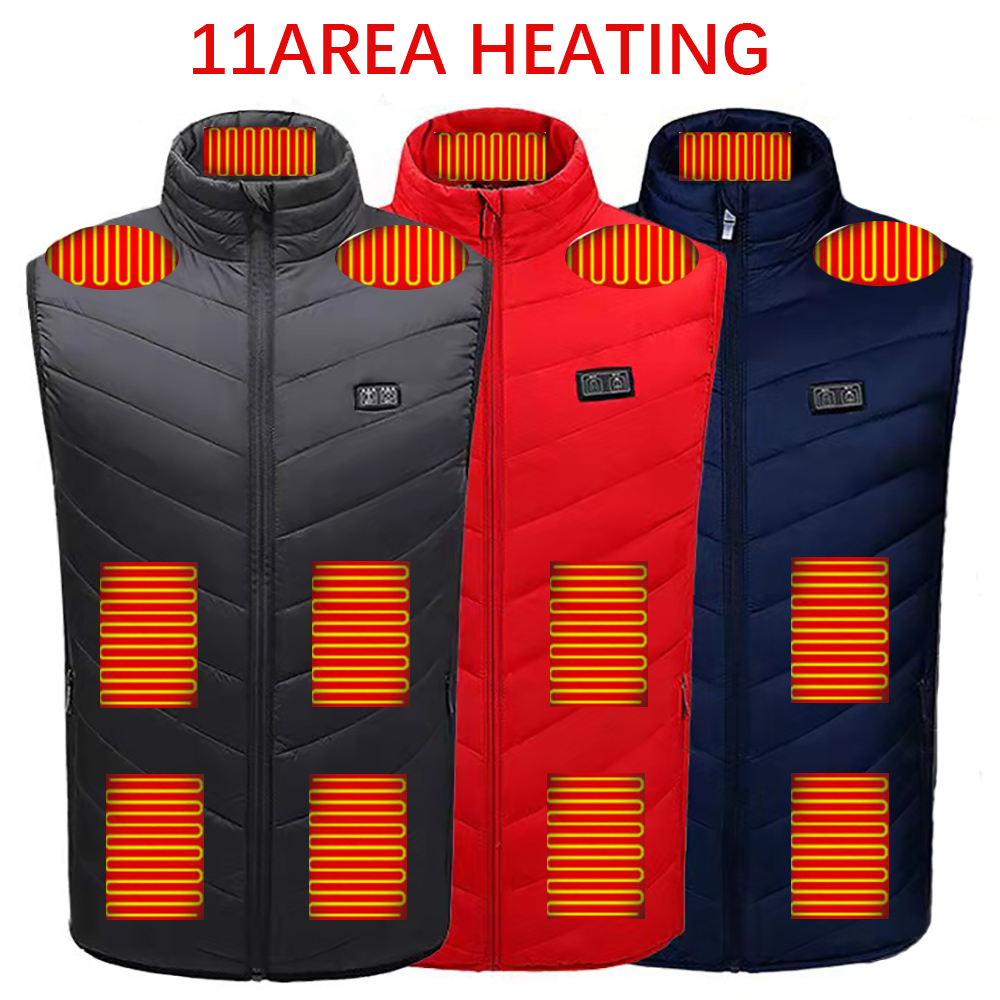

QNPQYX New 11 Areas Self Heated Vest Men woman Heating Jacket Heated USB Powered Body Warm Heating Thermal Vest Women Winter Clothing, 2 zone heating