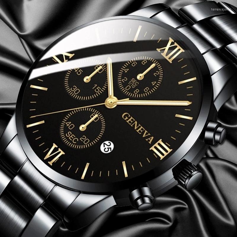 

Wristwatches Fashion Top Men Luxury Watches Mens Stainless Steel Calendar Watch Business Sport Casual Quartz Relogio Masculino, Sliver white