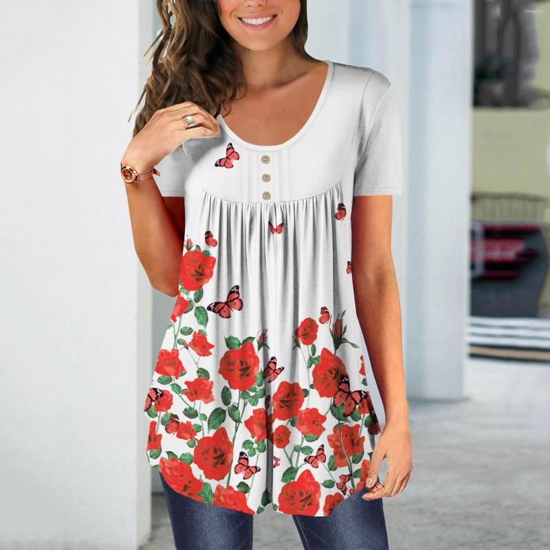

Women's T Shirts Long Sleeve Compression Women Casual O Neck Printed Loose Button Tunic VBlouse Tops Tee Shirt, White
