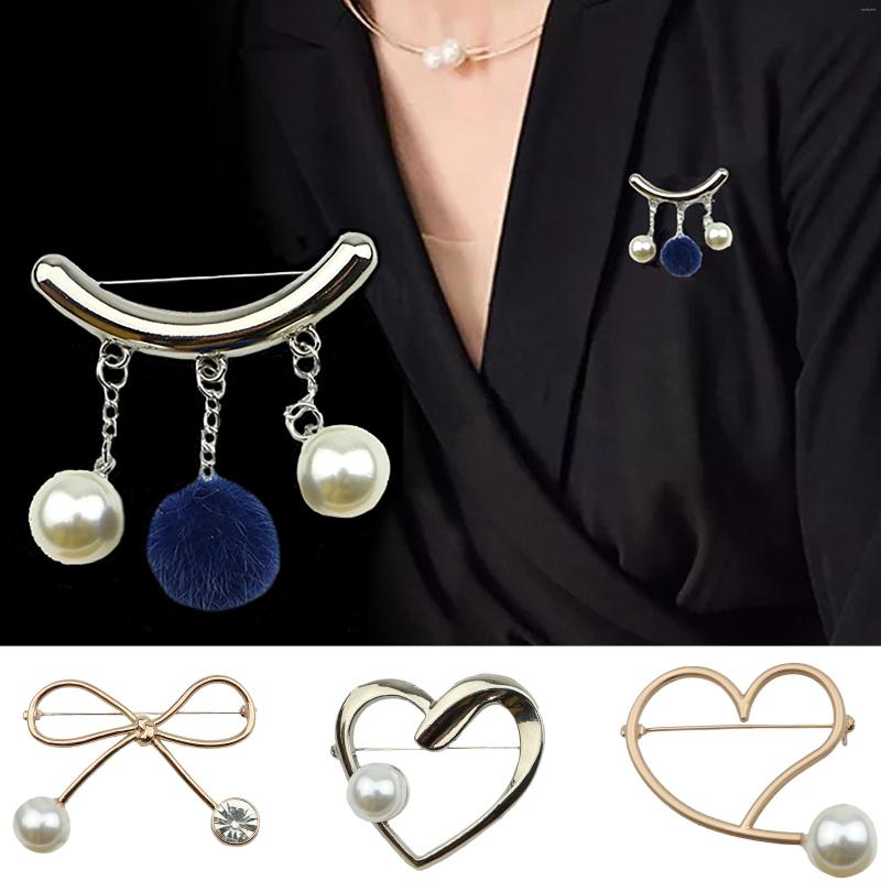 

Brooches Women's Vintage Pearl Brooch Sparkly Gold/Sliver Color Heart-shaped For Wedding Party Pins Clothing Jewelry Accessories