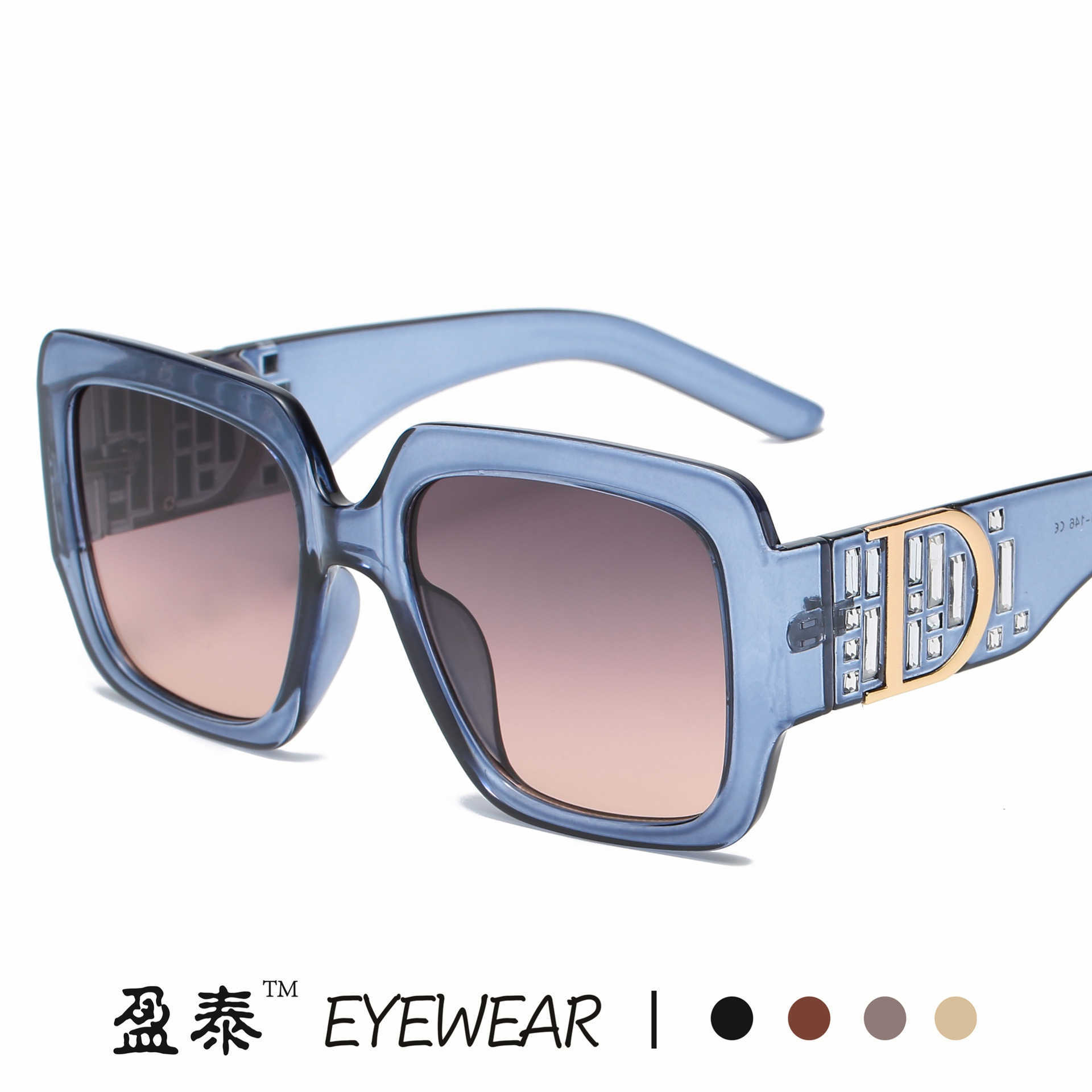 

New d fashion trend diamond inlaid luxury women's Sunglasses large frame sunglasses