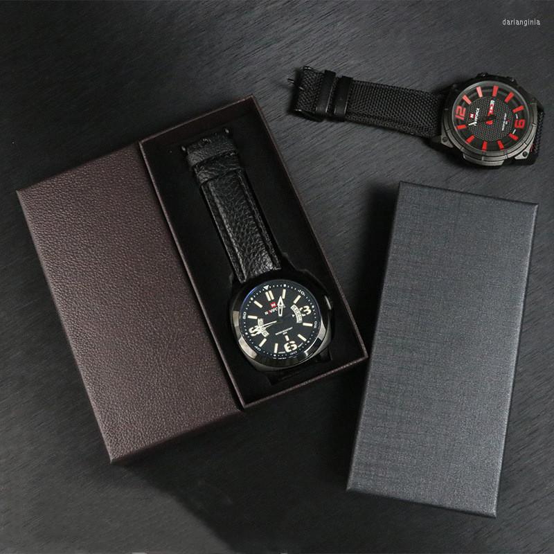 

Watch Boxes Lychee Pattern Box Organizer Rectangular Paper Stand Holder Simple Fashion Gift Jewelry Packaging