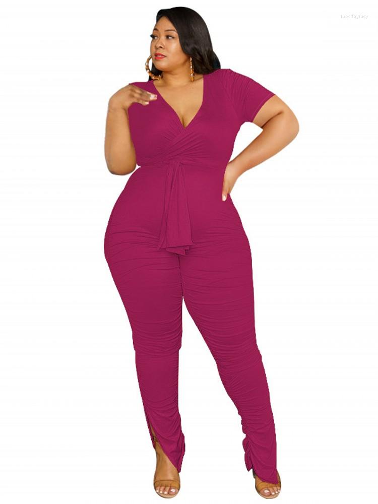 

Tracksuits Plus Size Women 2 Piece Set 4XL 5XL Lace Up T Shirt Tops Outfits 2022 Summer Solid Draped Fashion Casual Pencil Pant Suits Sets, Black