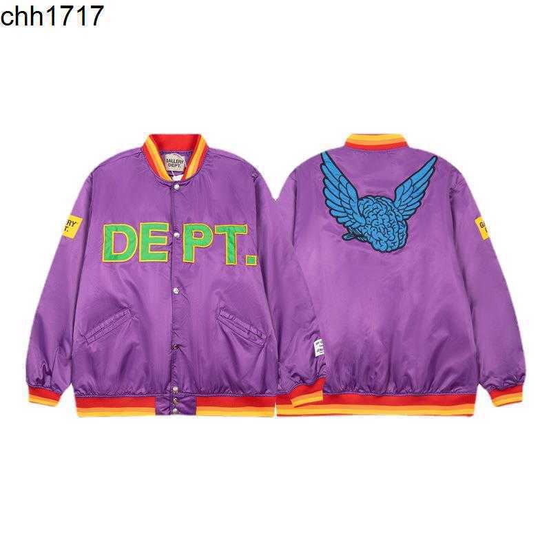 

Galleryes .DEPT Trendy Brand New Baseball Jacket American Trendy ins Hip Hop Couple Loose Coat, Purple