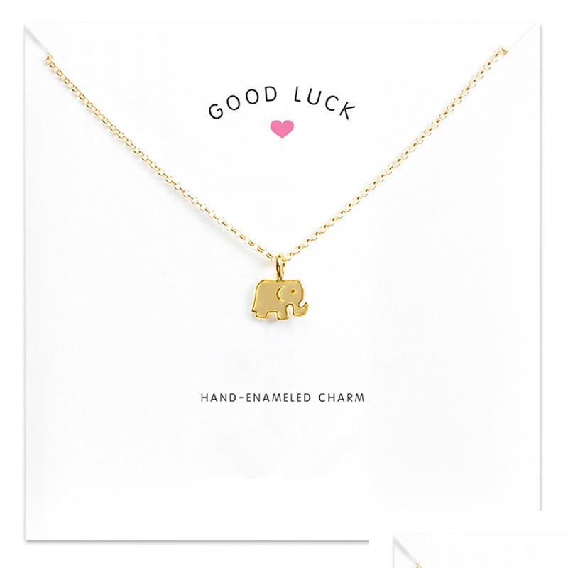 

Pendant Necklaces Elephant Chocker Colar Necklaces Gold Sier With Card Pendant Necklace For Fashion Women Jewelry Good Luck Vipjewel Dhsr1