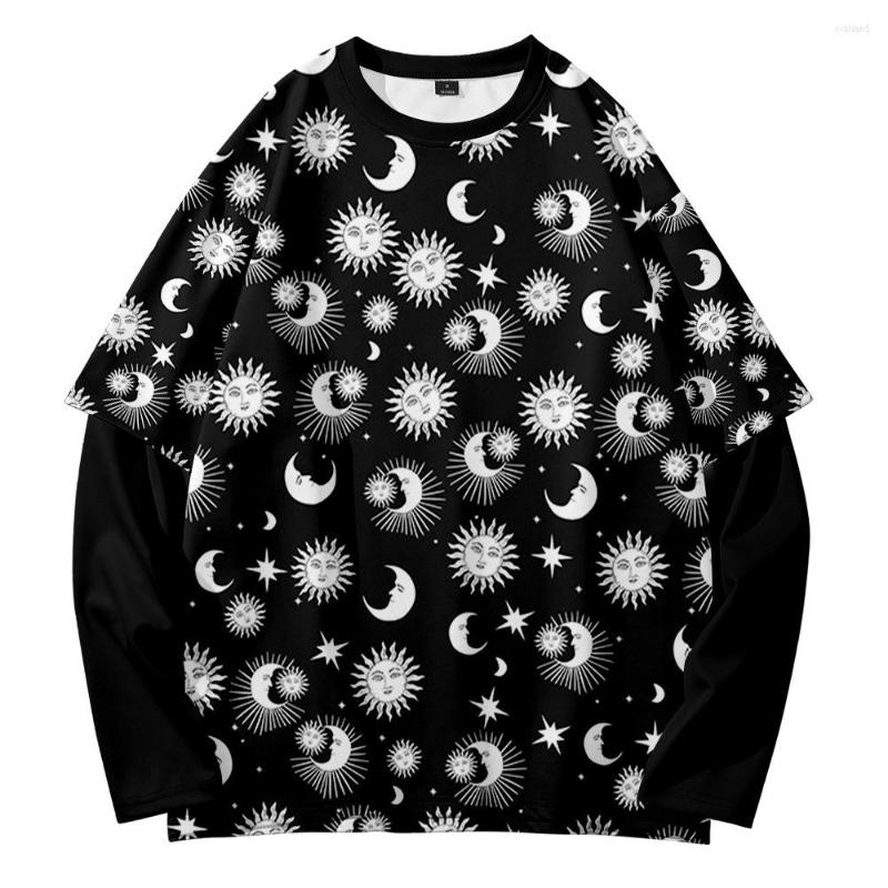 

Men's Hoodies Sun Retro Trend Street Shooting Summer Leisure Fake Two Round Neck Sweater, Camel