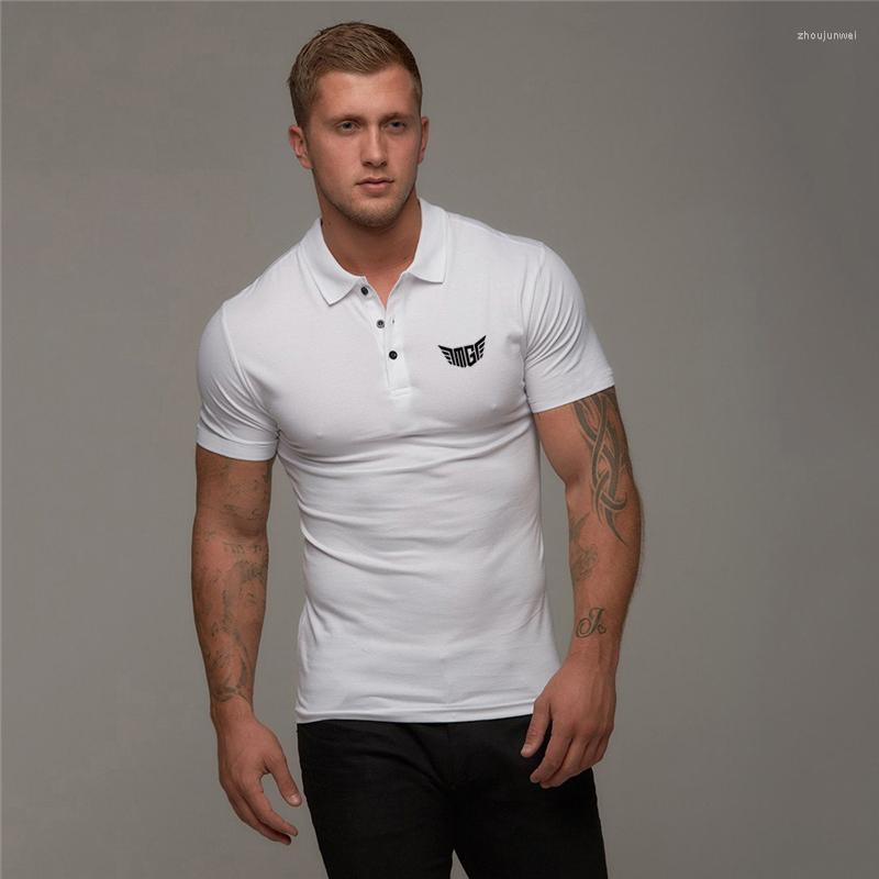 

Men's Polos Brand Cotton Mens Shirts Casual Fitness Fashion Polo Shirt Short Sleeve Clothing Trend Sport, White