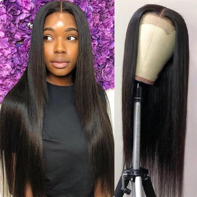 

4x4 Closure Wig Lace Straight Front 150% Remy 36 Inch Brazilian Human Hair, Picture shown