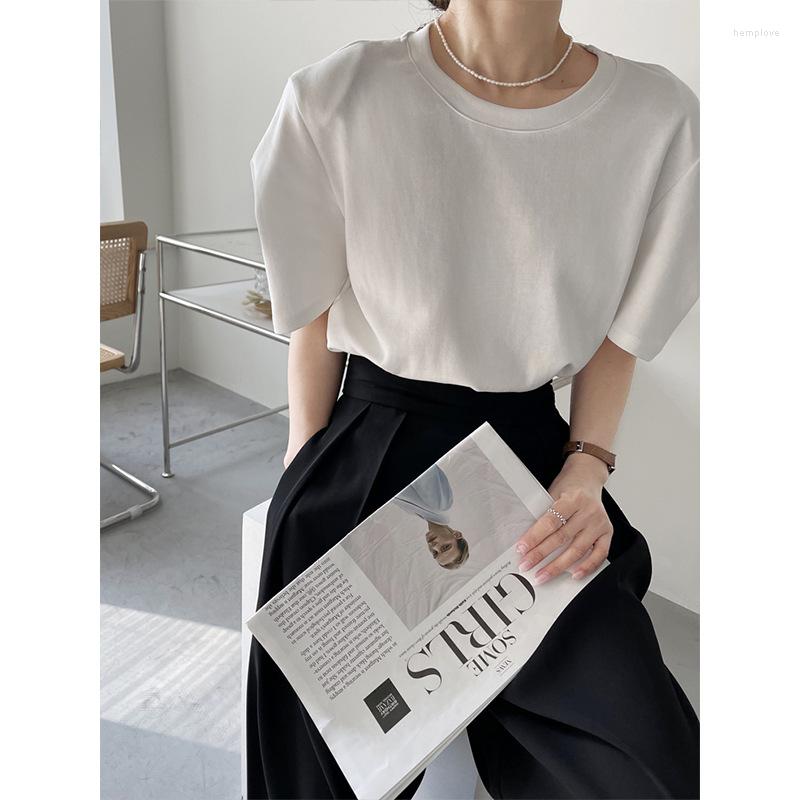 

Women's T Shirts 2022 Summer Solid Color T-shirt Women's White Short-sleeved Round Neck Lazy Style Korean Version Loose And Thin, Black