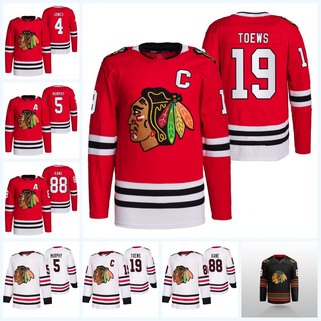 

Patrick Kane Blackhawks Jersey Chicago Jonathan Toews Seth Jones Connor Murphy Arvid Soderblom Luke Philp Reese Johnson Max Domi Taylor Raddysh Andrew Shaw, Black