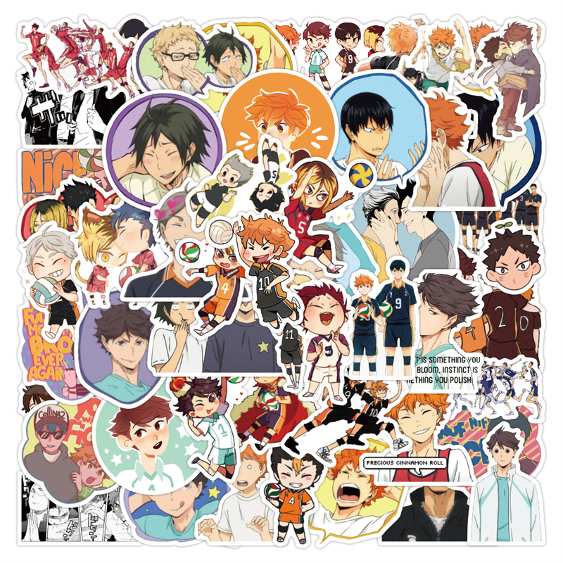 

50PCS Anime Haikyuu Stickers Pack For DIY Laptop Phone Guitar Suitcase Skateboard PS4 Toy Volleyball Teenager Haikyuu Sticker, Multi colors