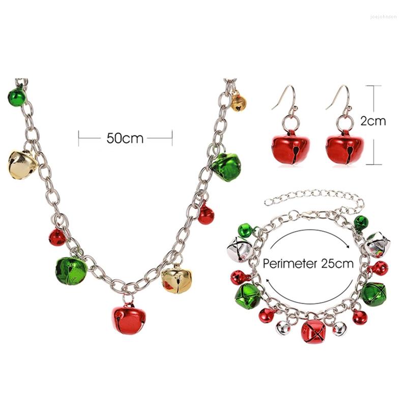 

Necklace Earrings Set 3Pcs Christmas Jingle Bells Bracelet Jewelry Girl Women Personality Decoration Gift, Picture shown