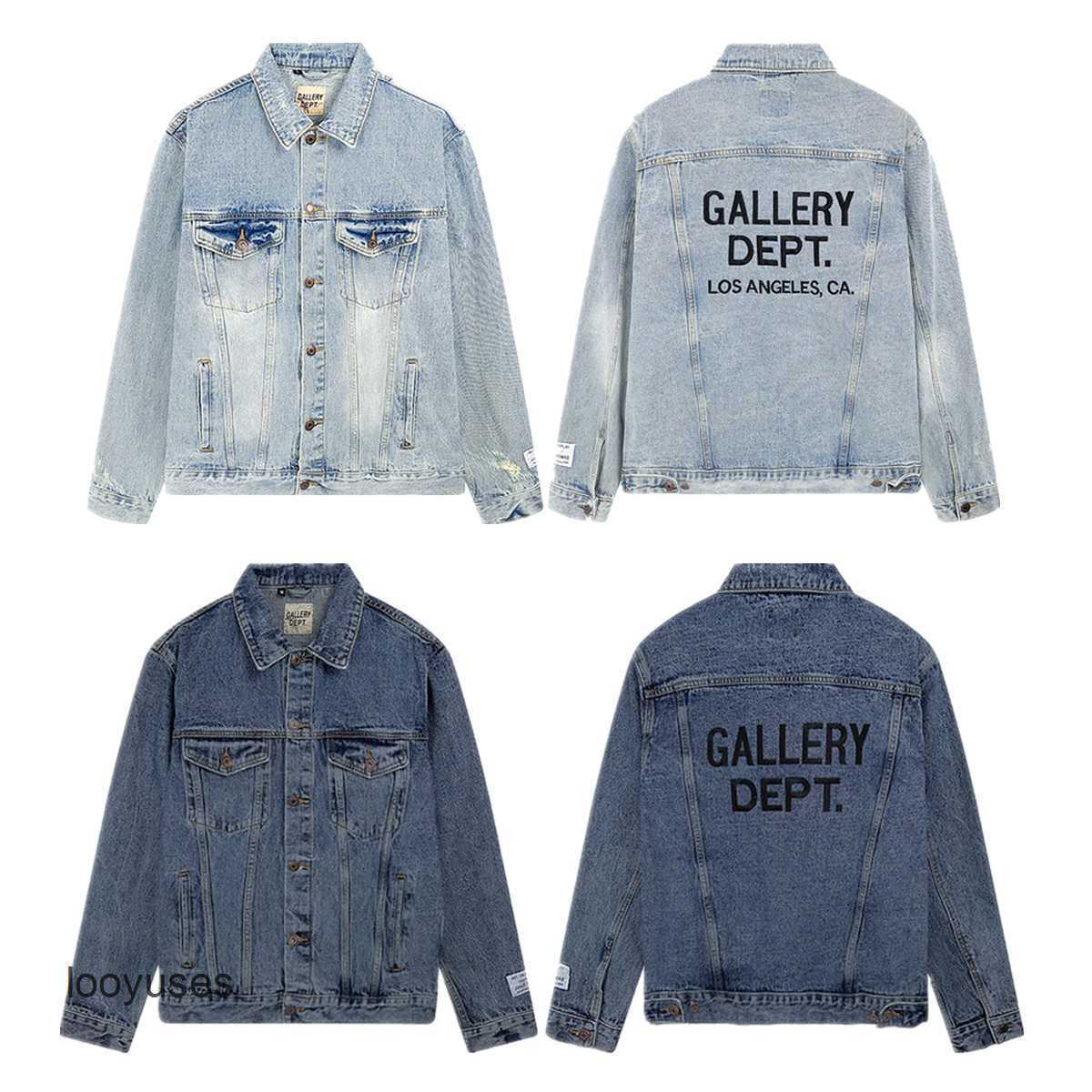 

Dept Coat Galleryes  Mens Tall Street Jacket Embroidery Wash Water Worn Denim Loose Men' Women' Coats, Light blue