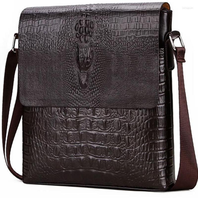 

Briefcases Men Briefcase Bag Crocodile Messenger Bags For Crossbody Shoulder Alligator Male Ipad Tablet PC Handbag Mens, Black