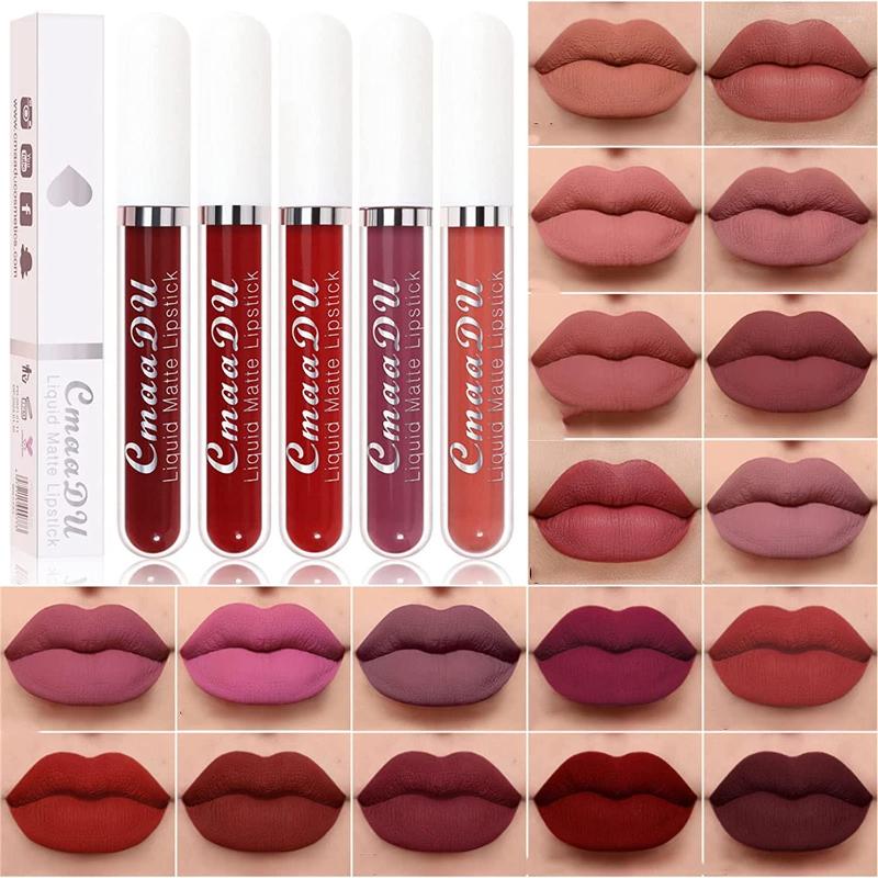 

Lip Gloss 18 Colors Matte Liquid Lipstick 24 Hour Long Lasting Waterproof Velvet Glosses Not Easy To Stain Cup Glaze Makeup Gift, Warm change color