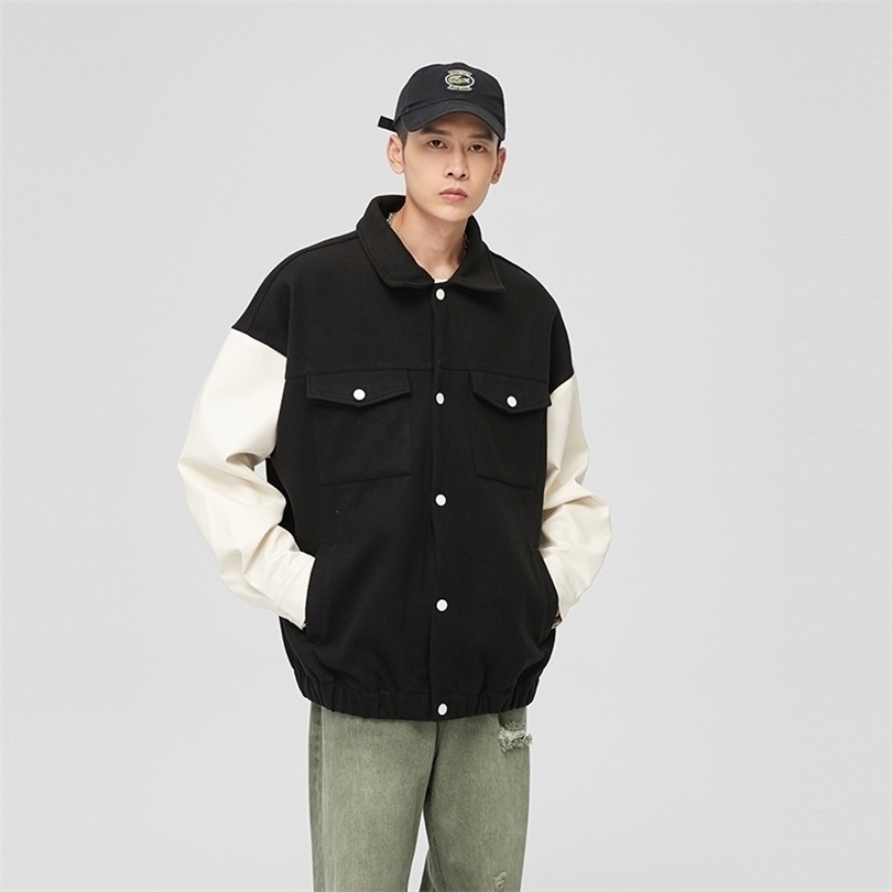 

Mens Jackets Spring and Autumn Clothing Bomber Coat Couple Dating Varsity Students Sports Clean Fashion Technical 220930, Black