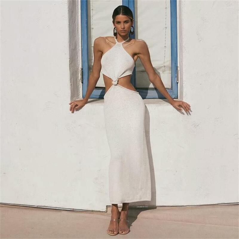 

Party Dresses Summer 2022 Evening White Elegant Cut Out Bodycon Prom Dress For Women Sexy Backless Beach Vacation Long Length Maxi, Pink