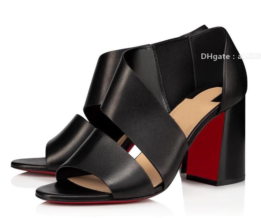

Bottoms Christians Summer Women Red Sandals Heels shoes casual elegant shoe beautiful Italian calfskin leather Black leather style heel EZh