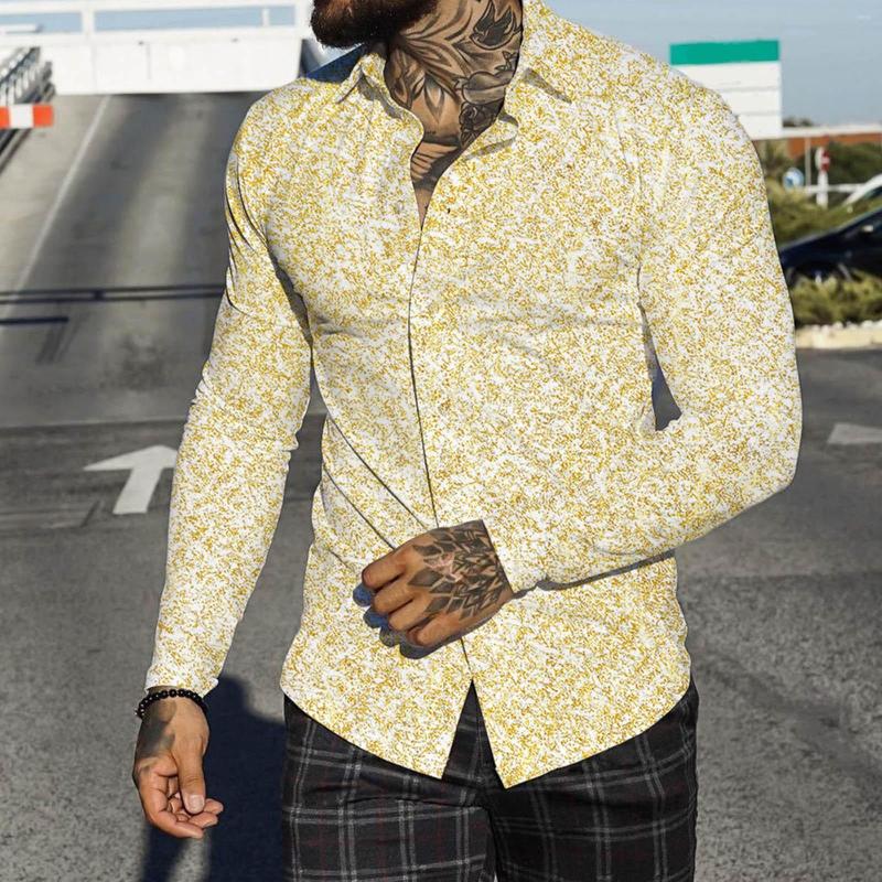 

Men' Casual Shirts Men Autumn Winter Single Breasted Lapel Full Print Beach Long Sleeve Vacation Outdoor Holiday Shirt Sleep Romper, Beige