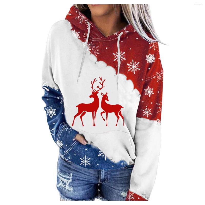 

Hunting Jackets 2022 Fashion Christmas Hoodies Women Elk Printing Casual Loose Hoddies Round Neck Long Sleeve Winter Tops Sweatshirt, Wh