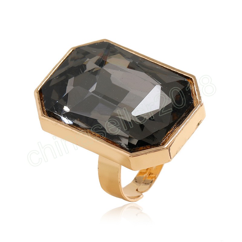 

Luxury Rectangle Geometric Crystal Ring for Women Lady Vintage Gold Wedding Band Finger Rings Birthday Gift Party