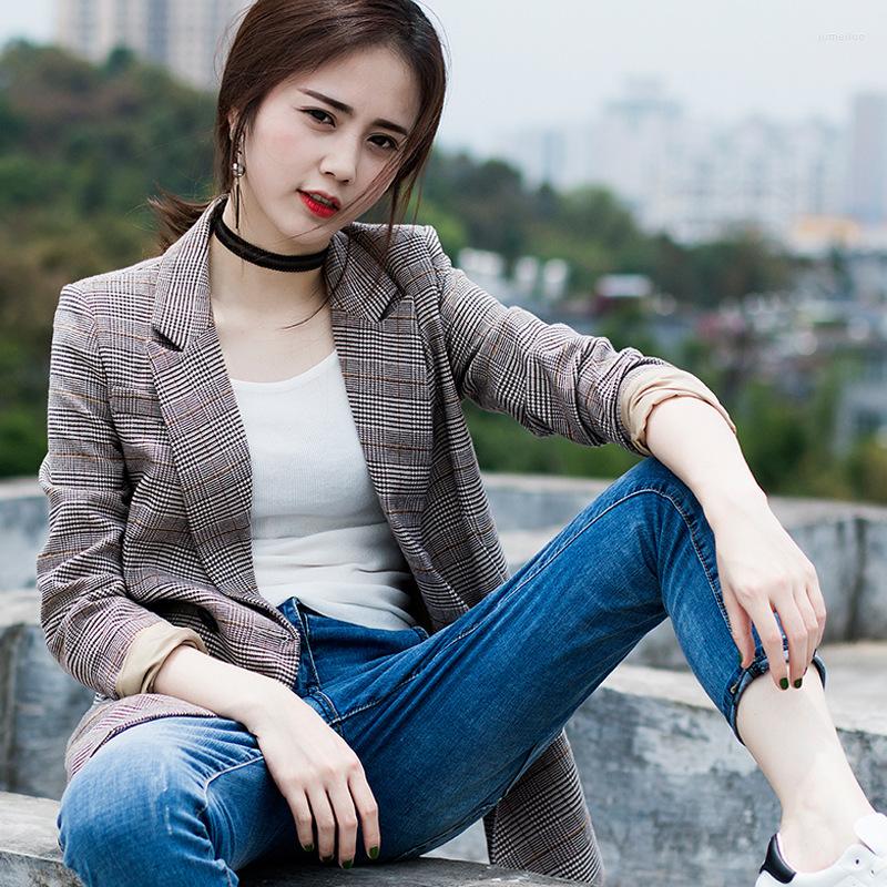 

Women' Suits Plaid Small Suit Jacket Female Korean Spring And Autumn Installed Temperament Ladies Casual Long Sleeve AL18209, Photo color