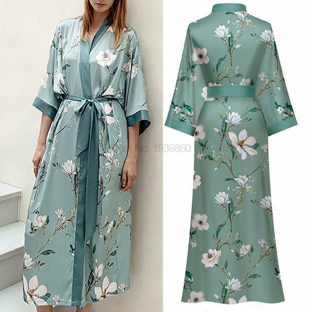 

Women's Sleepwear Satin Robe Women Summer Nightgown Lingerie Print Flower Sleepwear Nightdress V-Neck Kimono Bathrobe Gown Nightwear Loungewear T221006, Black peacock