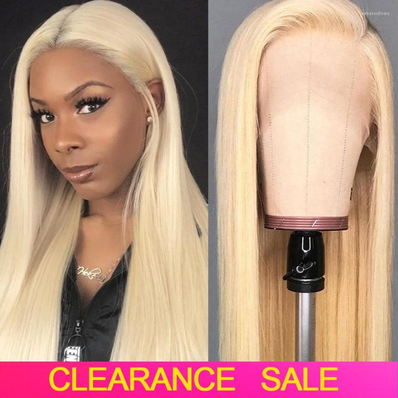 

Blonde Lace Front Human Hair Wigs 13x4 Frontal Pre Plucked 8-26 150% Brazilian Straight Remy For Women, Picture shown