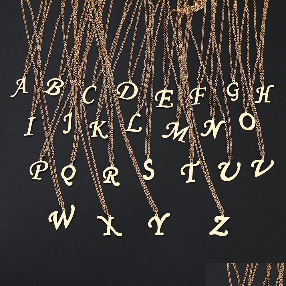 

Pendant Necklaces For Women A-Z Alphabet Letter Pendant Necklaces Personalization Stainless Steel Necklace Glamour Jewelry Ffshop2001 Dh6Of