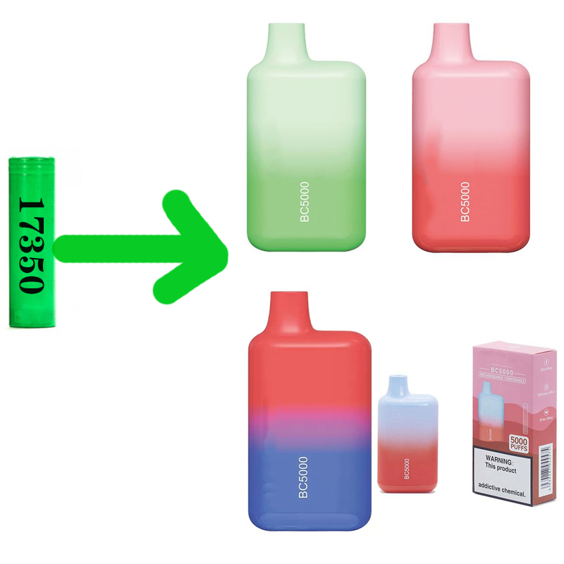 

17350 Battery 650mAh bar bc5000 Puffs Mesh Coil 13ML Pre-Filled Cartridge Vaporize Pod Kits Rechargeable Wholesale Multi-color