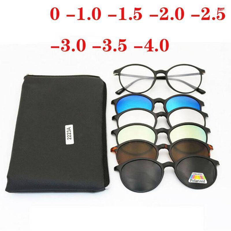 

Sunglasses Frames Fashion -1.0 -1.5 -2.0 -2.5 -3.0 -3.5 -4 Round Polarized Finished Myopia Eyewear Magnet 5 Clip Glasses 2223Fashion