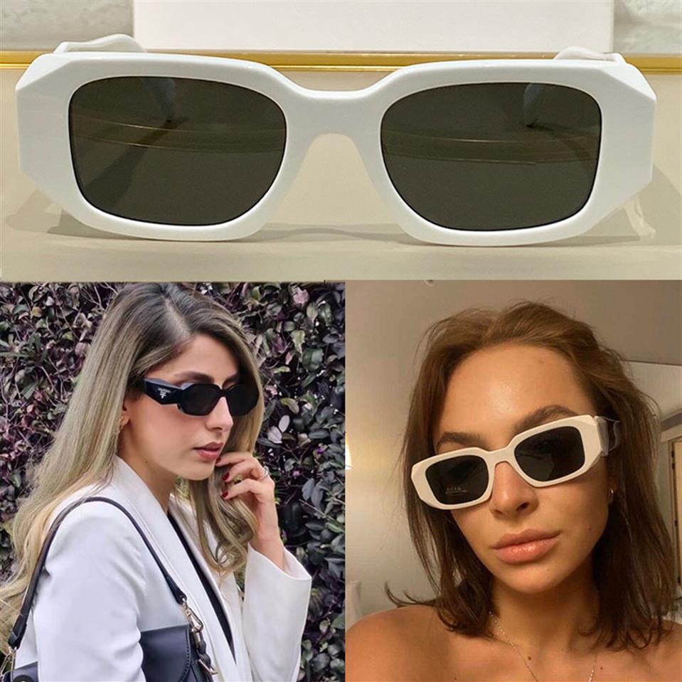 

Sunglasses PR17WS Womens fashion classic designer vacation glasses WOMEN black white blue square rectangular thick frame with gold2895