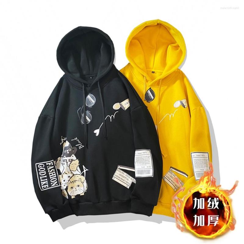 

Men's Hoodies Autumn Fleece And Thick Tracksuit Men's Women's Printed Pullover Hip Hop Streetwear Multi-color Hoodie 2022 Oversized, Black