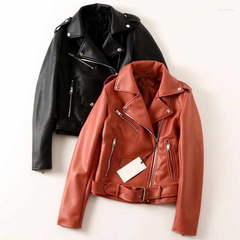 

Women's Leather High Quality Automotive Women Jackets Spring Coats PU Lady Jacket Slim Fit Overcoats European And American Style, Picture shown
