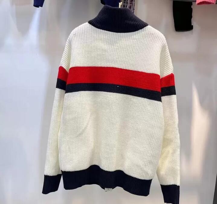 

2023 Sweaters Casual Knit Contrast Color Long Sleeve Autumn Fashion Wear Classic Ladies Pullover Sweater Size L/XL/2XL, White