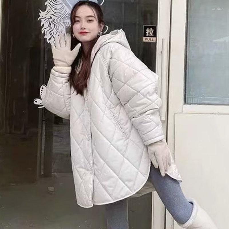 

Women's Down Winter Parkas Oversize Vintage Plaid Hooded Parka Coat Women Casual Fashion Cotton Jacket Outwear Loose Long Overcoat, The picture color