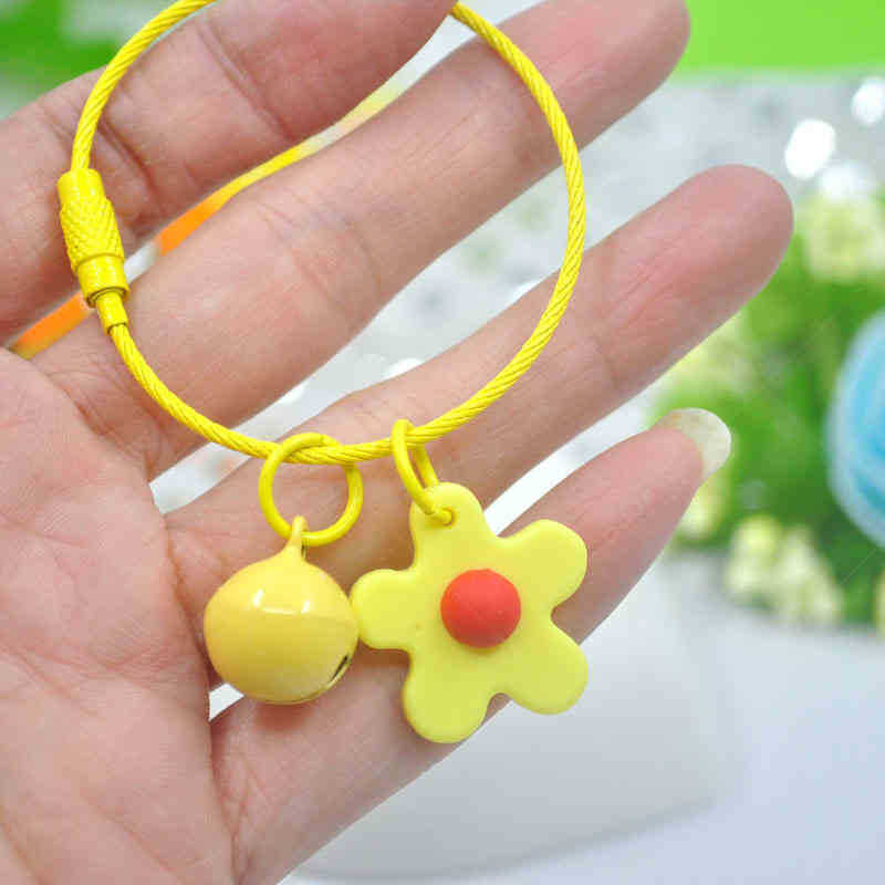 

Keychains Wire rope small flower bell key cute schoolbag hanging car DIY hand accessories