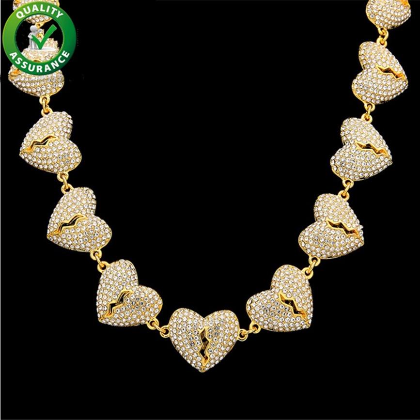 

Iced Out Chains Hip Hop Jewelry Mens Necklace Cuban Link Luxury Designer Brand Heart Pandora Style Charms Bling Rapper Chain Hipho326Y