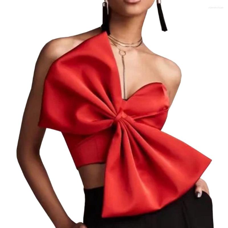 

Women' Blouses 2022 Women Fashion Summer Sexy V-Neck Sleeveless Asymmetric Bow Tops Blouse, Black