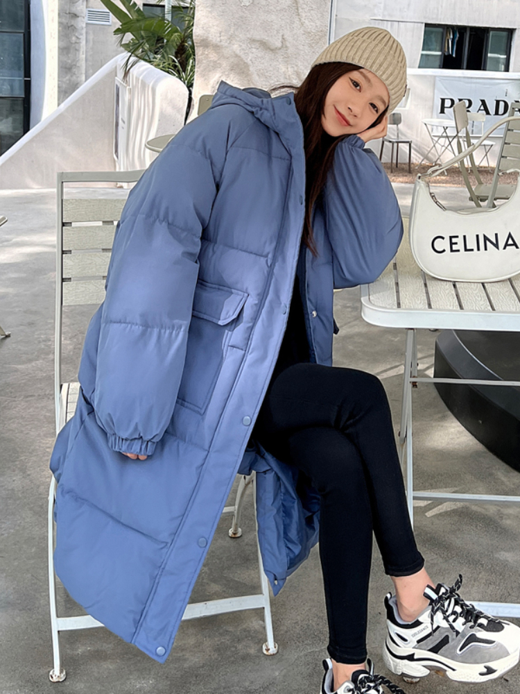 

Women's Down Parkas Women Long Padded Jacket Autumn Winter Korean Loose Hooded Parkas Mujer Female Solid Thick Snow Wear Outwear 220930, Blue