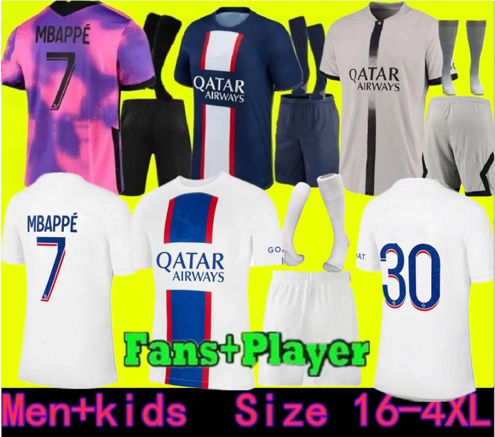 

adults and kids 21 22 23 PSGs MBAPPE soccer jerseys 2021 2022 2023 DI MARIA WIJNALDUM SERGIO RAMOS HAKIMI fourth Maillots de football kit, 22-23 away